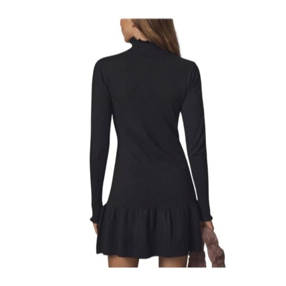 Anthropologie Sundays Womens Andes Mini Dress Size M Black Carbon Mock-Neck - Picture 2 of 9